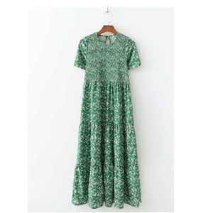 Smocked green midi/maxi dress